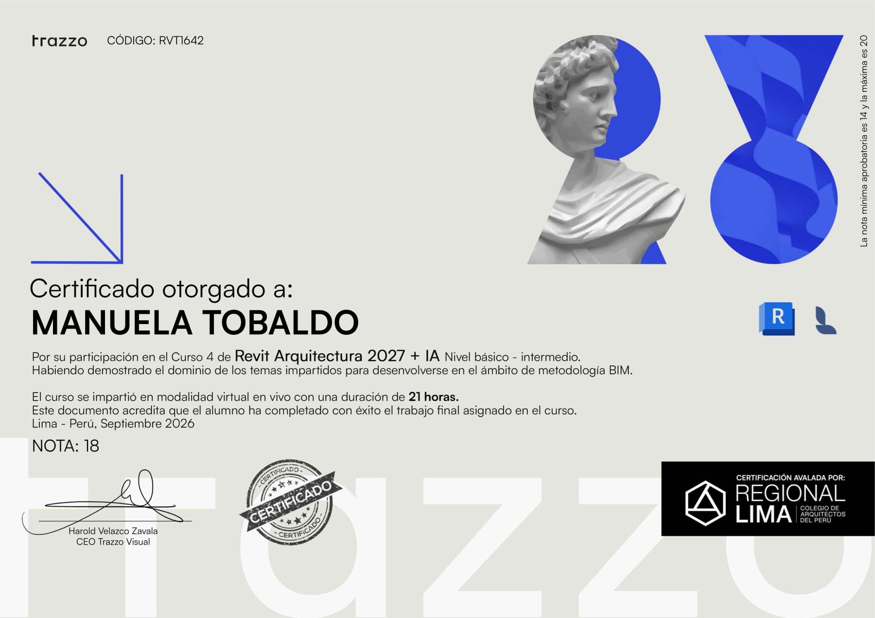 Certificado: Revit Arquitectura 2027 + IA — Nivel Básico-Intermedio