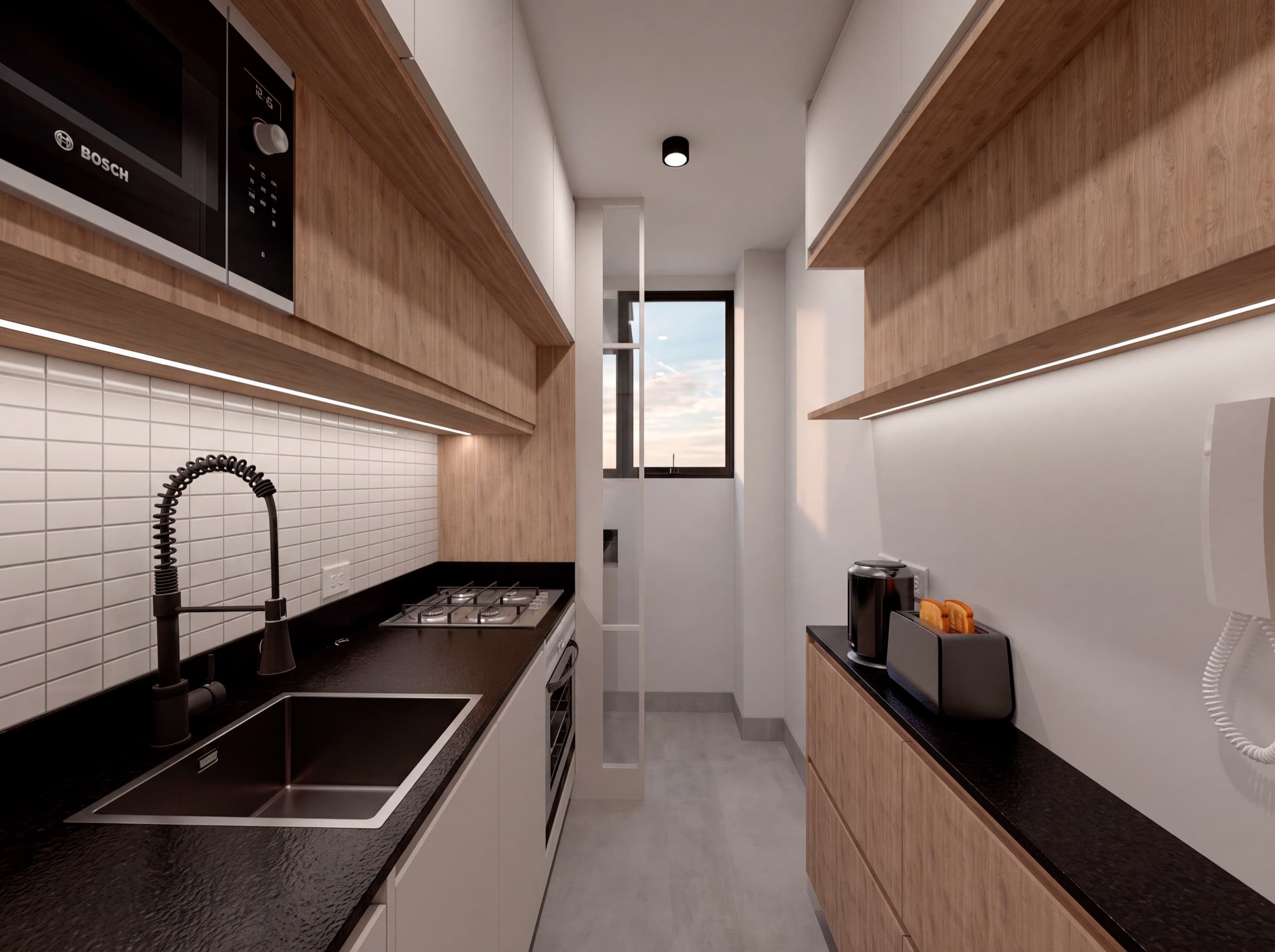 Reforma Alberdi — Diseño y visualización de cocina e interiores. Proyecto propio.. Foto 1 de 8.