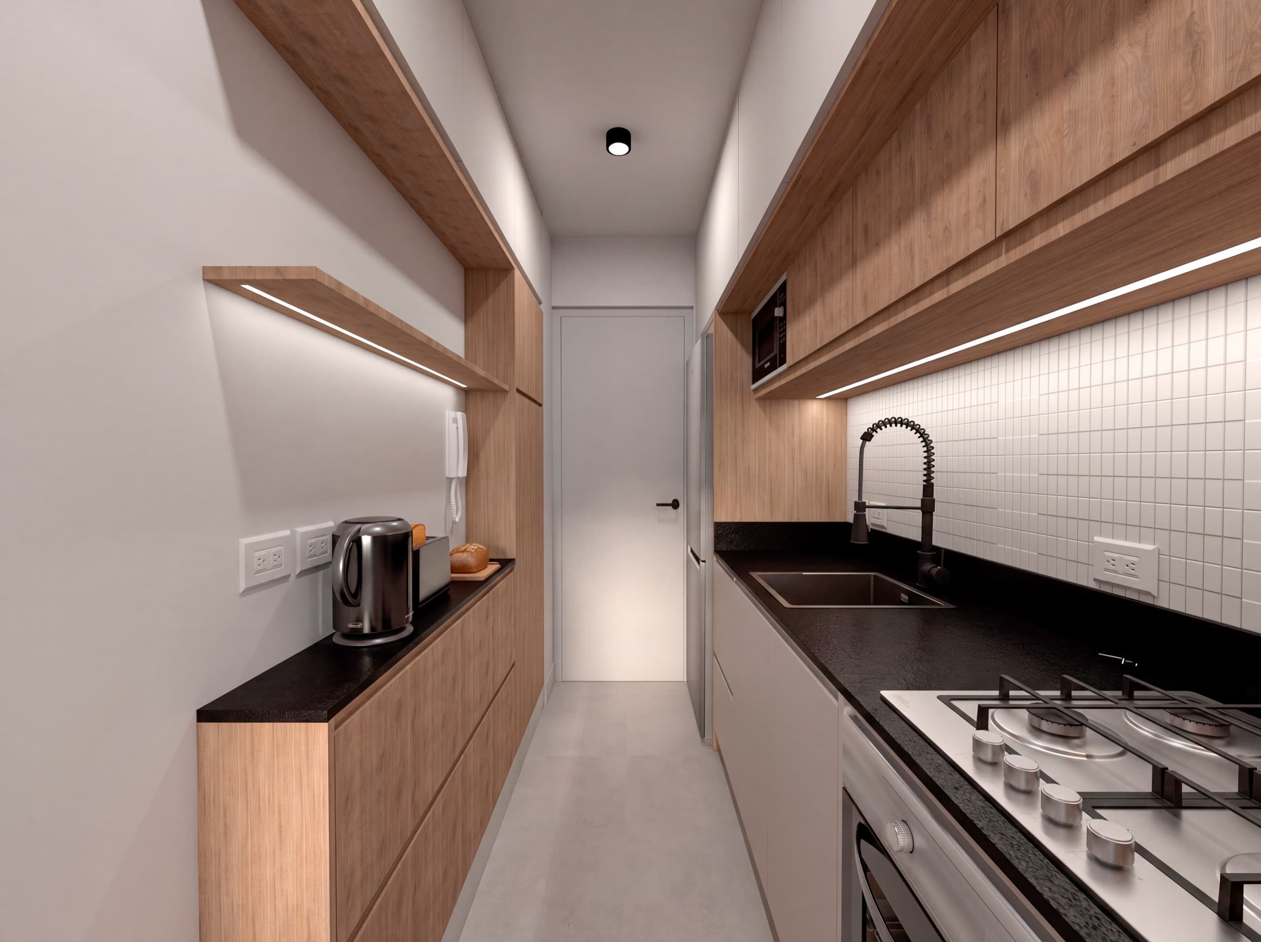 Reforma Alberdi — Diseño y visualización de cocina e interiores. Proyecto propio.. Foto 3 de 8.