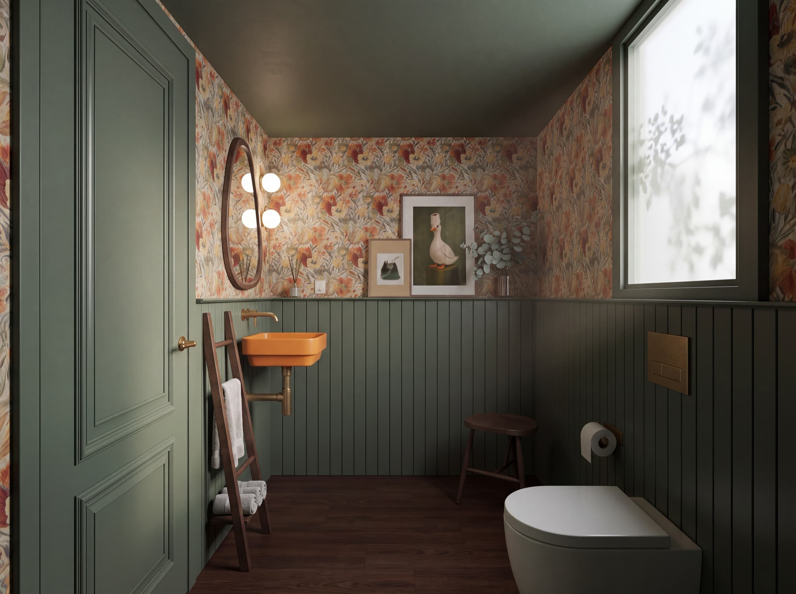 Estilismo Toilette - Interiorismo Casa de campo Las Cortaderas — Estilismo y render de toilette para proyecto en Casa de campo "Las Cortaderas", Prov. Bs. As.. Foto 2 de 3.