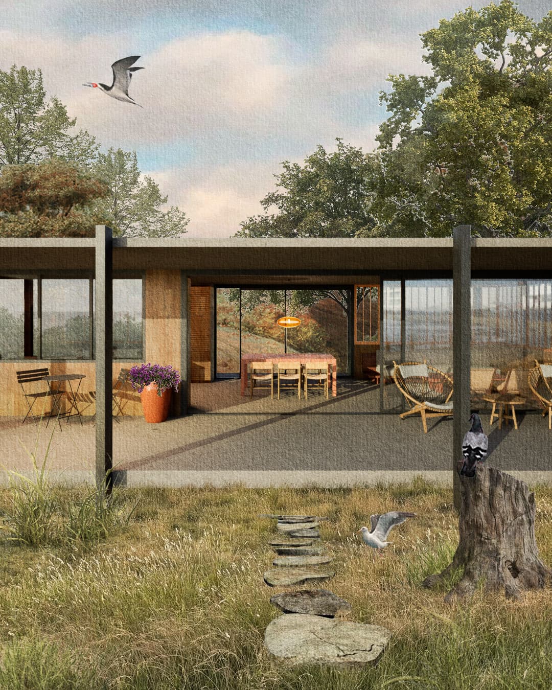 Renders ilustrados — Entrega final para el curso de Narrativa Visual Arquitectónica: taller de render y postproducción (matte painting) con @visualle__.. Foto 1 de 3.