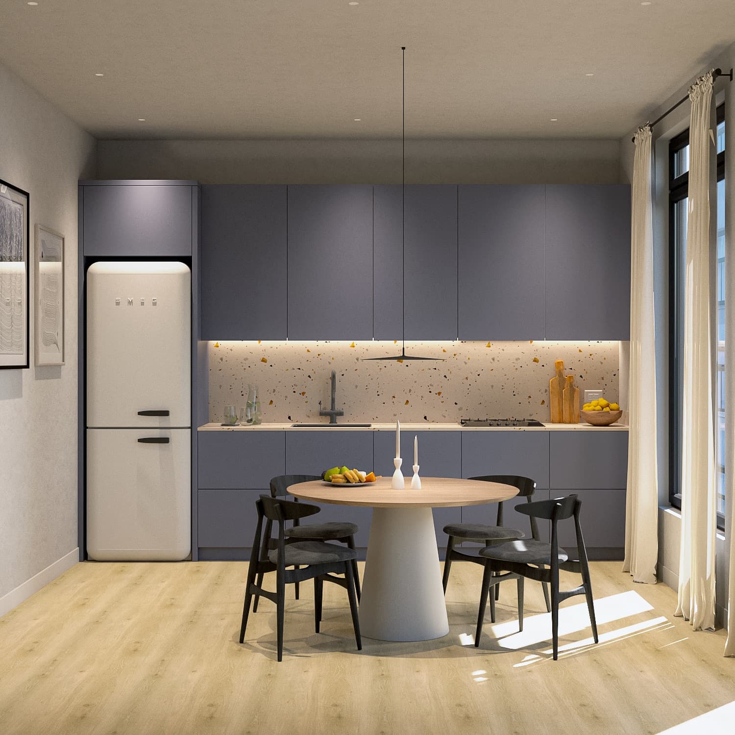 Estilismo Martina — Estilismo y render de cocina y dormitorio. Proyecto propio. (interiorismo, CABA)